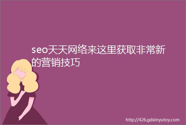 seo天天网络来这里获取非常新的营销技巧